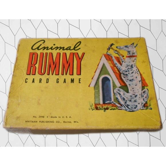 Whitman Animal Rummy Card Game 2998 Complete Original Box 1950s Vintage - Picture 1 of 8